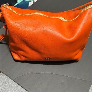 Elegant Orange Leather Shoulder Bag